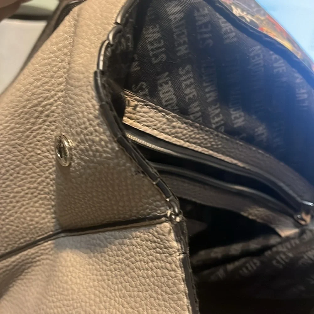 Steve Madden Grey Faux Leather Backpack Purse BLEMISH